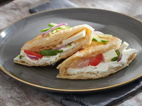 Paratha Sandwich with Puck Labneh and Vegetables