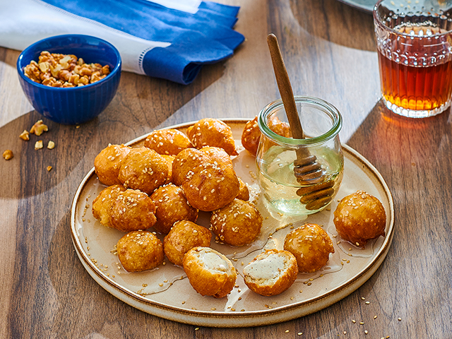 Traditional Luqaimat Stuffed with Cream Cheese