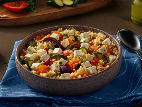 Roasted Vegetable and Feta Quinoa Salad