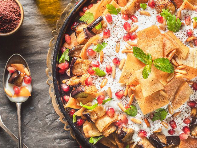 Eggplant fatteh