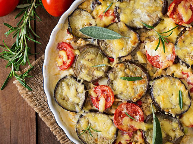 Lamb moussaka pasta bake