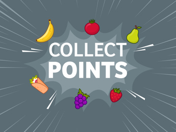 Gather sandwiches, fruits and veggies to earn points.