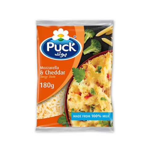 100 g Puck® Shredded mozzarella & cheddar cheese mix