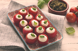 Cream Cheese and Pesto Stuffed Cherry Tomatoes