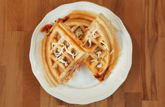 Pizza Waffles with Mozzarella Cheese